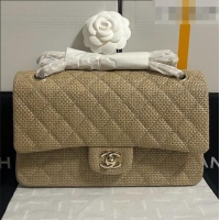 Luxury Discount Chanel Classic Medium Flap Handbag in Woven Fiber A01112 Gold 2026