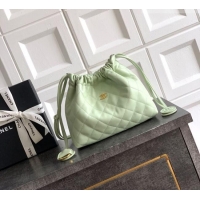 Good Product Chanel Lambskin Leather Clutch with Leather Strap AP5227 Mint Green 2026