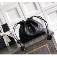 Big Discount Chanel Lambskin Leather Clutch with Leather Strap AP5227 Black 2026