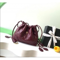 Shop Discount Chanel Lambskin Leather Clutch with Leather Strap AP5227 Burgundy 2026