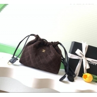 Luxury Cheap Chanel Suede Clutch with Leather Strap AP5227 Dark Brown 2026