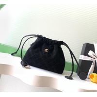 Best Quality Chanel Suede Clutch with Leather Strap AP5227 Black 2026