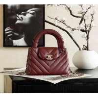 Best Quality Chanel Shiny Lambskin Leather Mini Shopping Bag AS4416 Dark Burgundy 2026