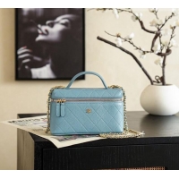 Cheap Discount Chanel Goatskin Leather Vanity Case AP5100 Blue 2026