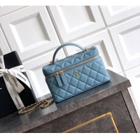 Modern Classic Chanel Classic Vanity with Chain in Quilted Grained Calfskin CH041704 Dusty Blue 2026