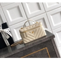 Trendy Design Chanel Vanity with Chain in Chevron Grained Calfskin AP5212 Light Beige 2026
