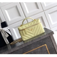 New Fashion Chanel Vanity with Chain in Chevron Grained Calfskin AP5212 Egg Yellow 2026