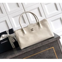 New Fashion Chanel Grained Calfskin Shopping Bag AS6055 White 2026