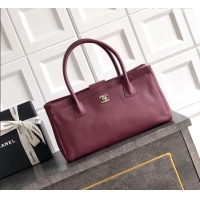 Best Quality Chanel Grained Calfskin Shopping Bag AS6055 Burgundy 2026