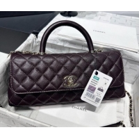 Original Cheap Chanel Grained Calfskin Long Maxi Flap Bag with Top Handle AS6091 Brown 2026