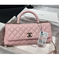 Top Quality Chanel Grained Calfskin Long Maxi Flap Bag with Top Handle AS6091 Pink 2026