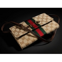Buy New Cheap Gucci Horsebit Web Wallet With Strap 867120 Brown/Gold