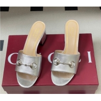 Perfect Gucci calfskin leather heel slides sandal 5 125px with horsebit silver