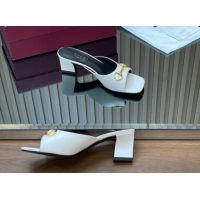Stylish Gucci lambskin leather heel slides sandal 5 5cm with horsebit white 2026 gg030504