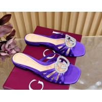 Good Looking Gucci satin flat slides sandal with strass interlocking g purple 2026 8523570