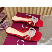 Best Product Gucci satin flat slides sandal with strass interlocking g red 2026 8523570