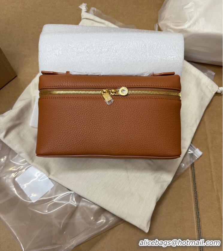 Shop Promotional Loro Piana Extra Pocket L19 Pouch in Calfskin LP5437 Brown/Gold 2023