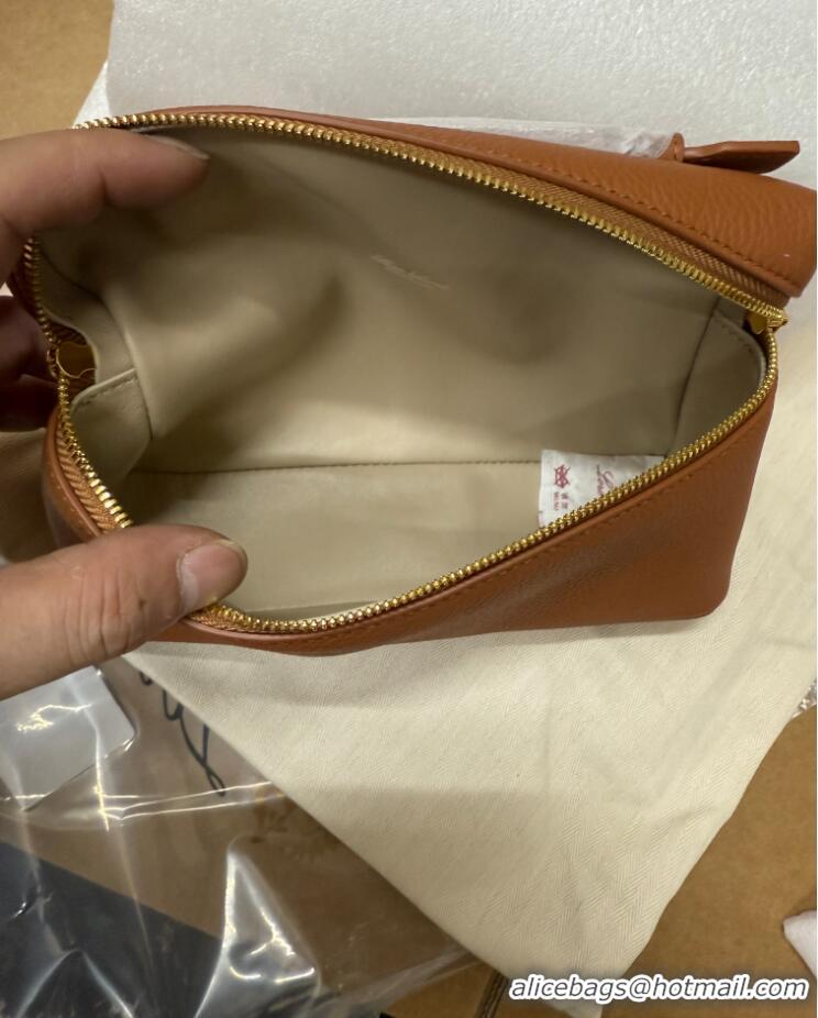 Shop Promotional Loro Piana Extra Pocket L19 Pouch in Calfskin LP5437 Brown/Gold 2023