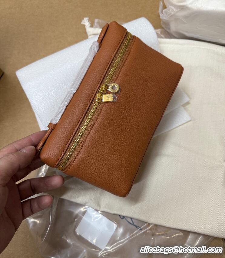 Shop Promotional Loro Piana Extra Pocket L19 Pouch in Calfskin LP5437 Brown/Gold 2023