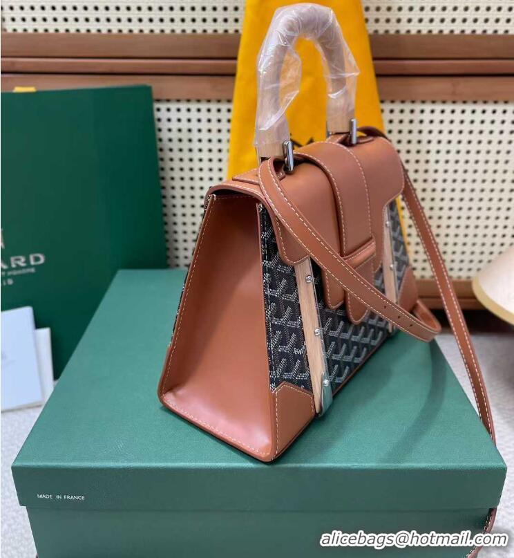 Low Price Goyard Original Saigon Tote Bag With Strap PM 8942 Black And Tan