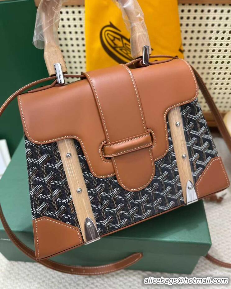 Low Price Goyard Original Saigon Tote Bag With Strap PM 8942 Black And Tan