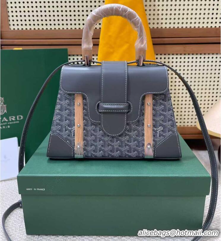 Free Shipping Goyard Original Saigon Tote Bag With Strap PM 8942 Dark Grey