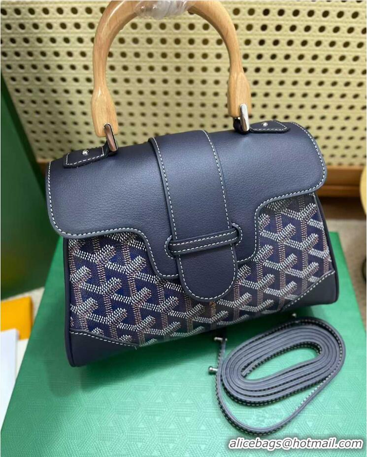 Fashionable Goyard Original Saigon Tote Bag With Strap Mini 8942 Navy Blue