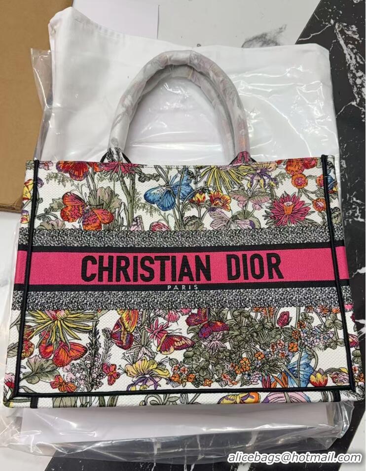 Promotional MEDIUM DIOR BOOK TOTE White Multicolor Mexico Millefiori Embroidery M1296ZEBJ