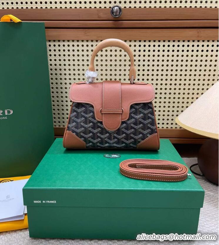 Super Quality Goyard Original Saigon Tote Bag With Strap Mini 8942 Black And Tan