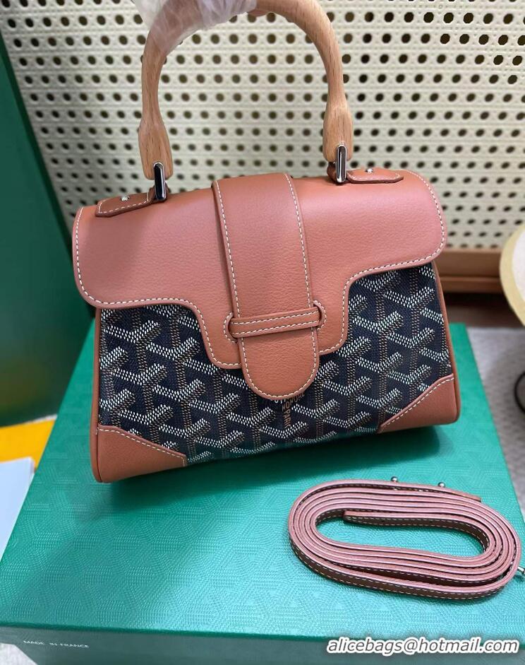 Super Quality Goyard Original Saigon Tote Bag With Strap Mini 8942 Black And Tan