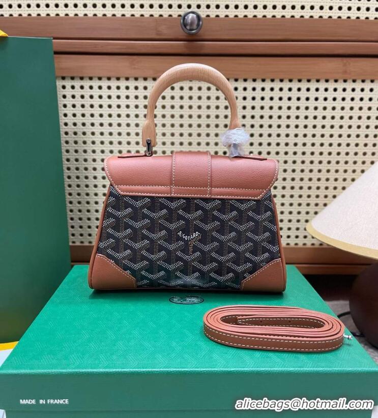 Super Quality Goyard Original Saigon Tote Bag With Strap Mini 8942 Black And Tan