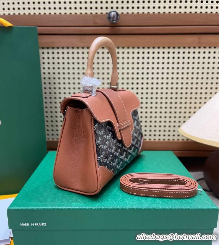 Super Quality Goyard Original Saigon Tote Bag With Strap Mini 8942 Black And Tan