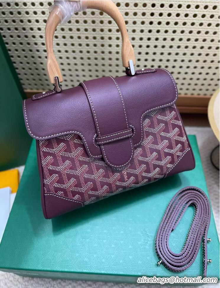 Low Cost Goyard Original Saigon Tote Bag With Strap Mini 8942 Burgundy