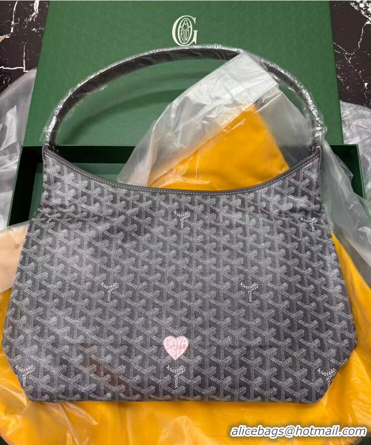 Top Grade Goyard Boheme Hobo Bag with Pink Heart 020223 Grey 2024