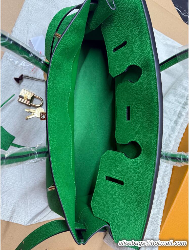 Well Crafted Hermes Shoulder Birkin 42 JPG Bag in Togo Leather H042 Green/Gold 2024 (Half Handmade)