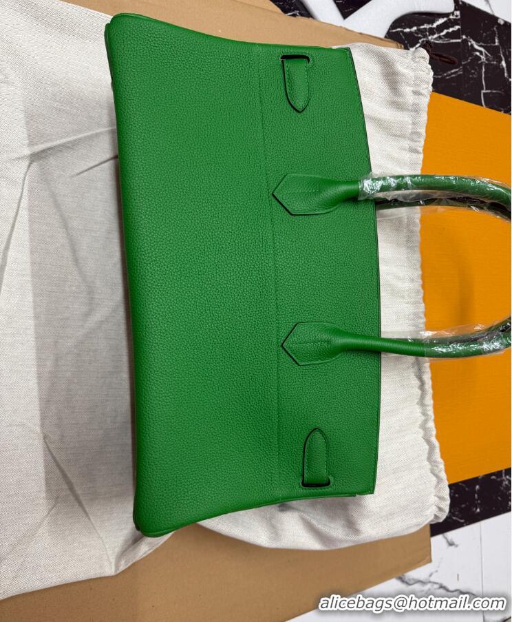 Well Crafted Hermes Shoulder Birkin 42 JPG Bag in Togo Leather H042 Green/Gold 2024 (Half Handmade)