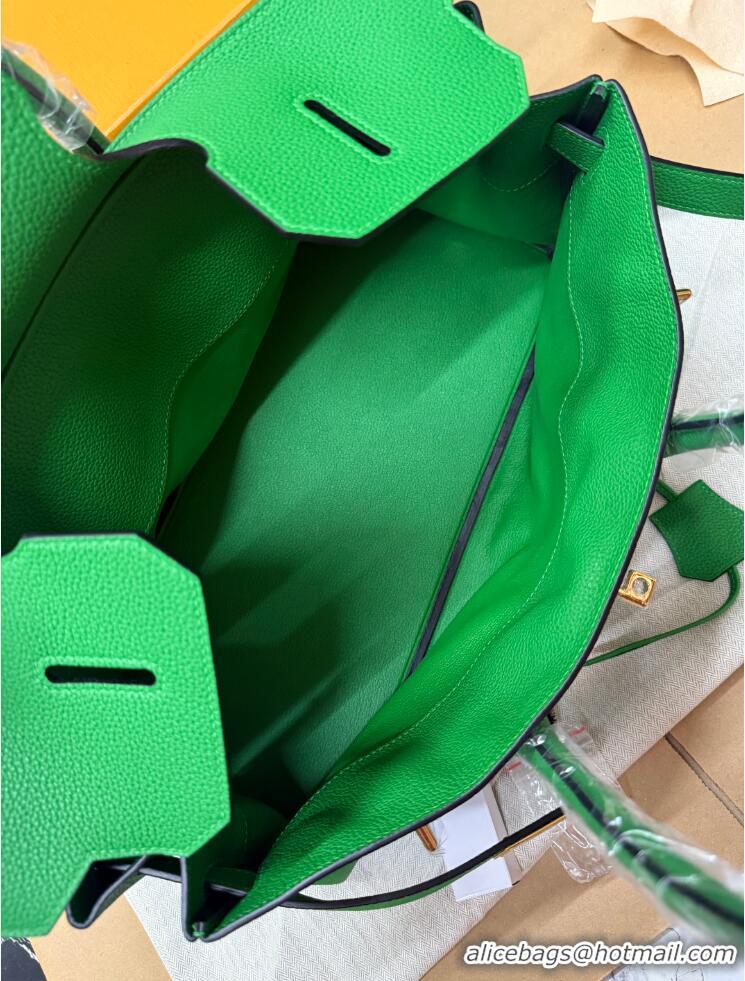 Well Crafted Hermes Shoulder Birkin 42 JPG Bag in Togo Leather H042 Green/Gold 2024 (Half Handmade)