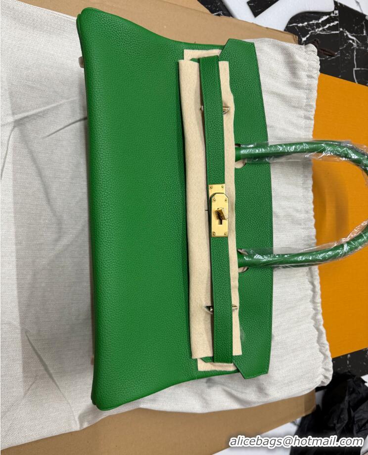 Well Crafted Hermes Shoulder Birkin 42 JPG Bag in Togo Leather H042 Green/Gold 2024 (Half Handmade)