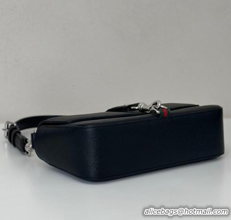 Best Grade Gucci Leather Small crossbody bag with hook closure 821623 Black 2025