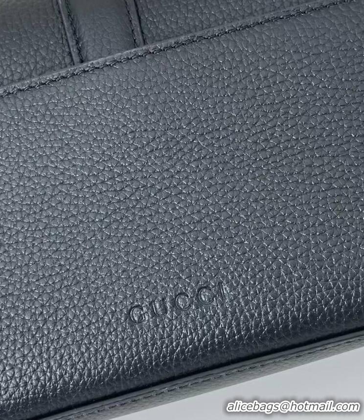 Best Grade Gucci Leather Small crossbody bag with hook closure 821623 Black 2025