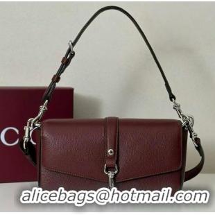 New Fashion Gucci Leather Small crossbody bag with hook closure 821623 Burgundy 2025