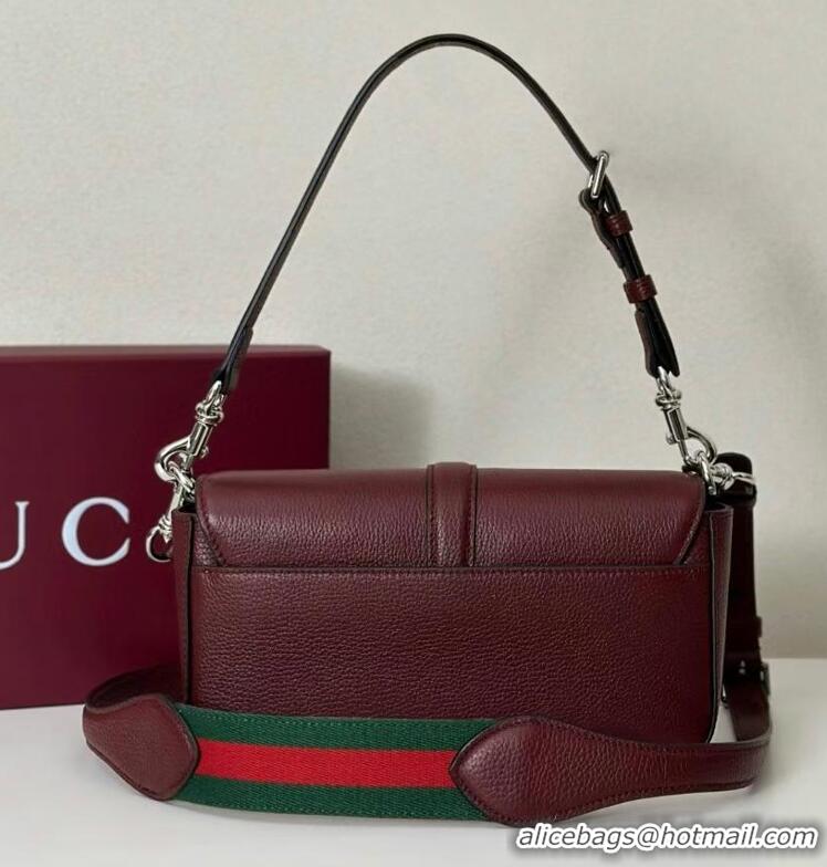 New Fashion Gucci Leather Small crossbody bag with hook closure 821623 Burgundy 2025