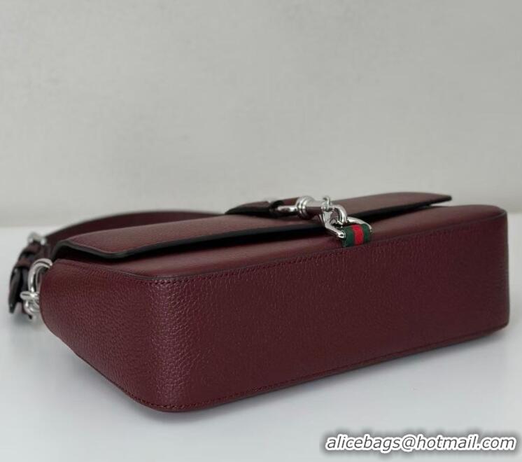 New Fashion Gucci Leather Small crossbody bag with hook closure 821623 Burgundy 2025