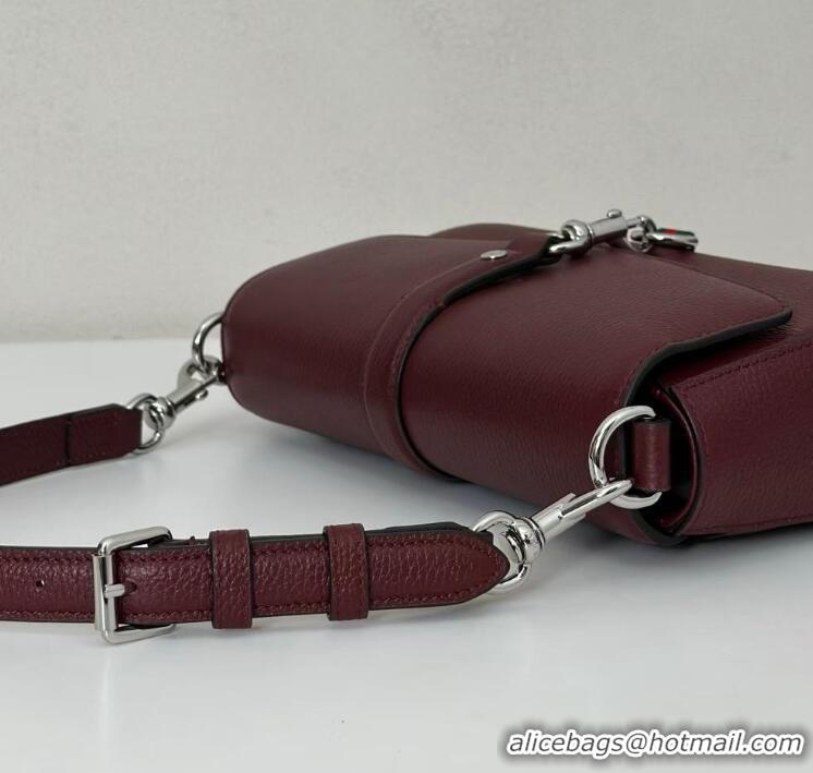 New Fashion Gucci Leather Small crossbody bag with hook closure 821623 Burgundy 2025