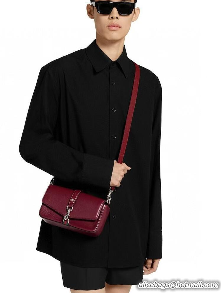 New Fashion Gucci Leather Small crossbody bag with hook closure 821623 Burgundy 2025