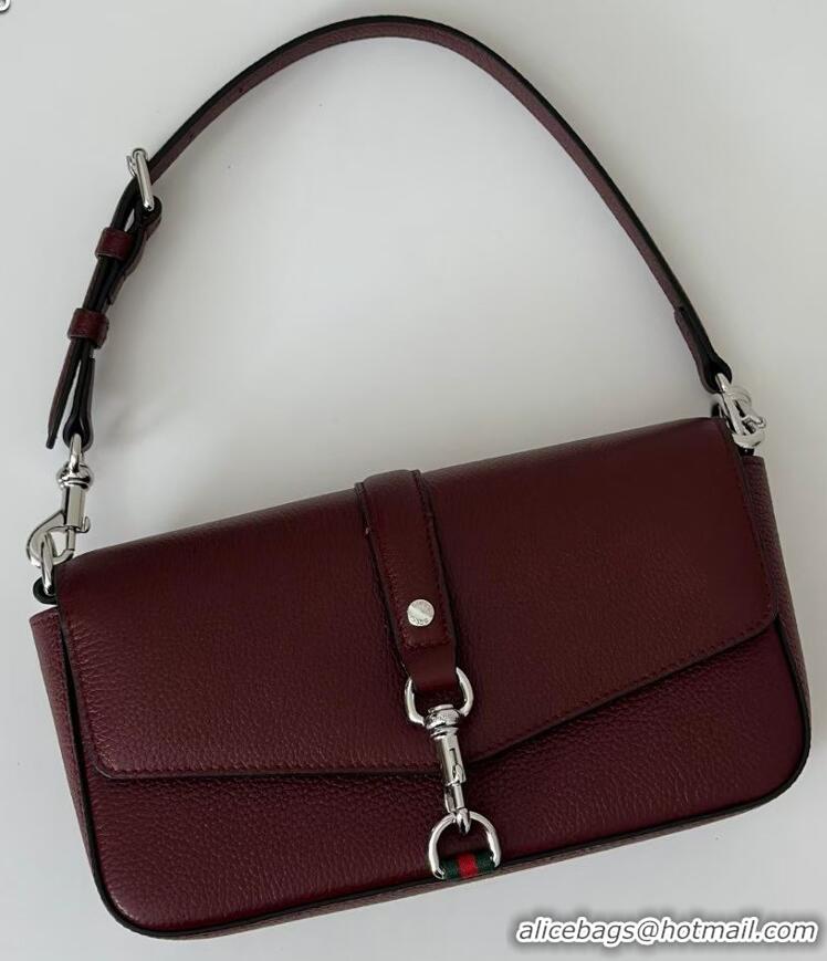 New Fashion Gucci Leather Small crossbody bag with hook closure 821623 Burgundy 2025
