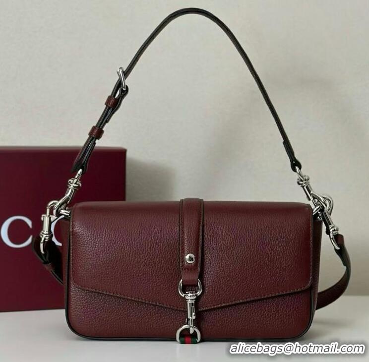 New Fashion Gucci Leather Small crossbody bag with hook closure 821623 Burgundy 2025