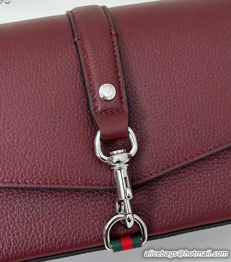 New Fashion Gucci Leather Small crossbody bag with hook closure 821623 Burgundy 2025