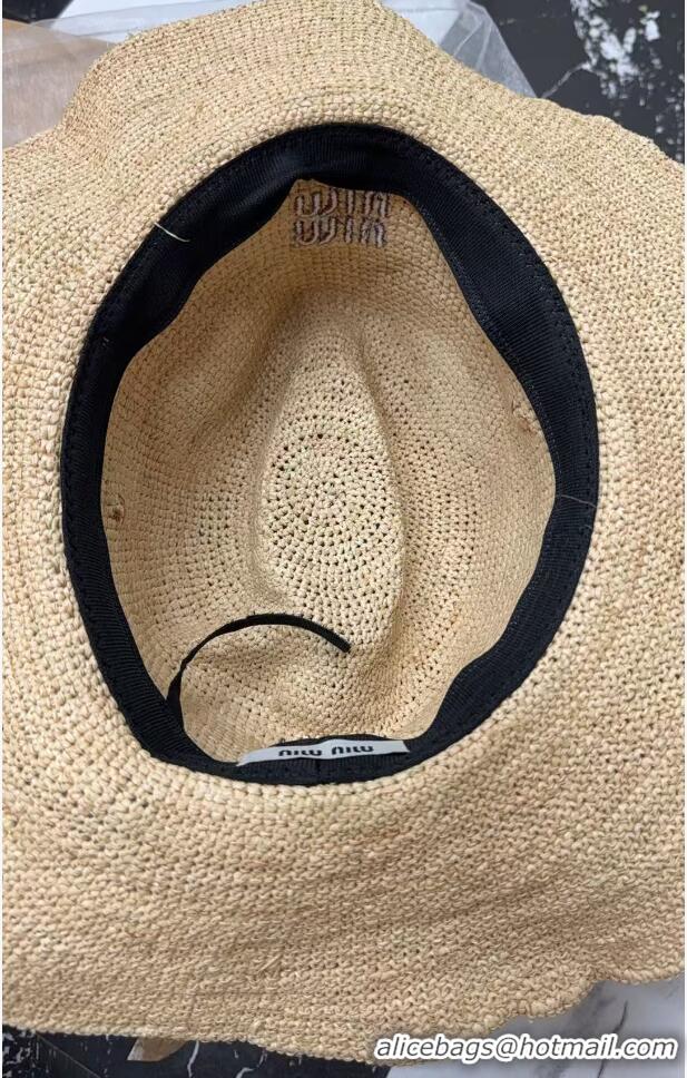 Buy Discount Miu Miu Straw Wide Brim Hat with Red Cord M7025 2025