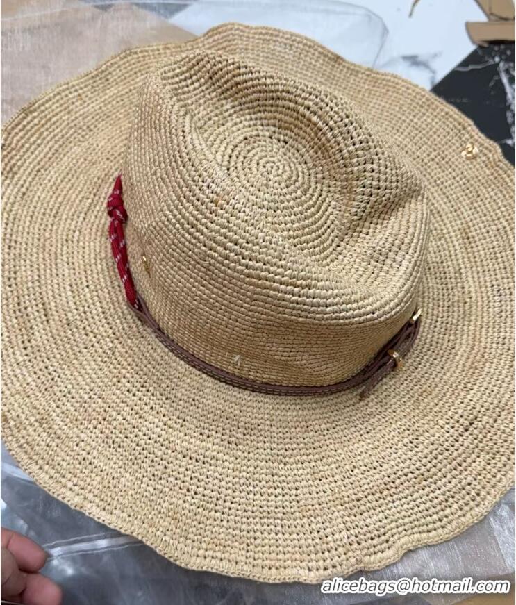 Buy Discount Miu Miu Straw Wide Brim Hat with Red Cord M7025 2025